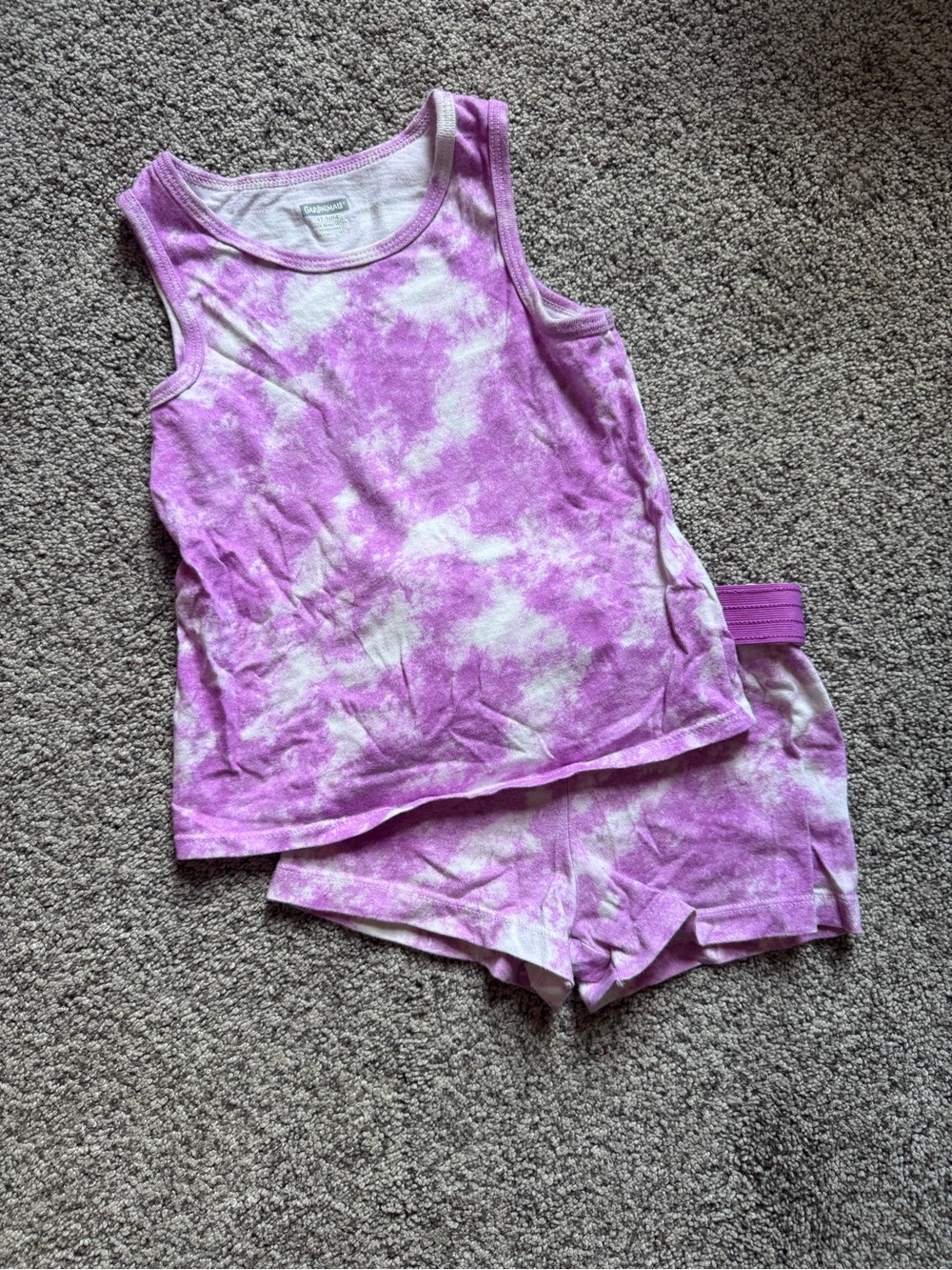 Garanimals Purple & White Tie-Dye Tank Top and Shorts Pajama Set